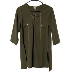 Persaya Olive Green Blouse Tunic Top